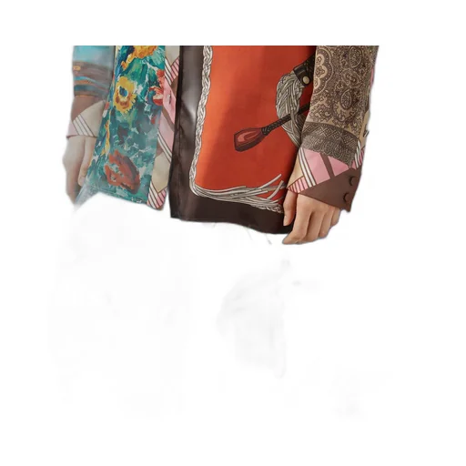 Equestrian print silk twill trousers