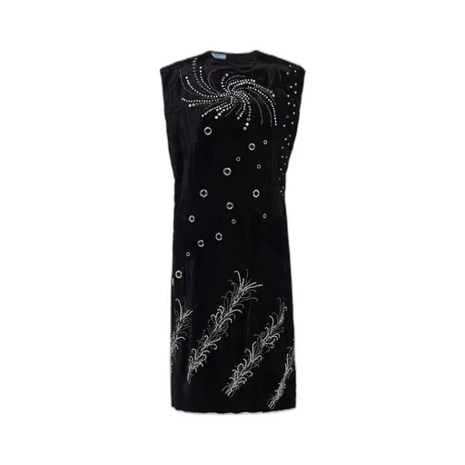 Embroidered velvet dress