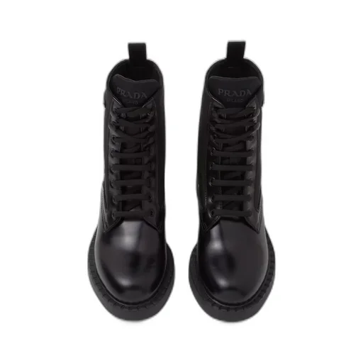 Brushed-leather and Re-Nylon boots