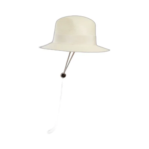 Raffia-effect wide-brimmed hat with bow