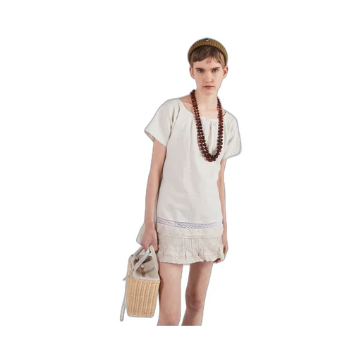 Medium wicker and linen blend tote bag