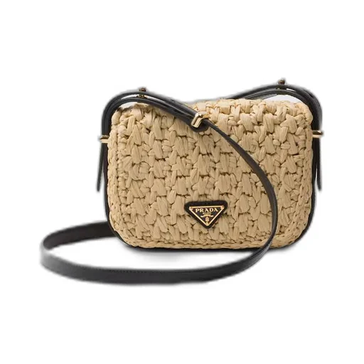 Crochet and leather shoulder bag