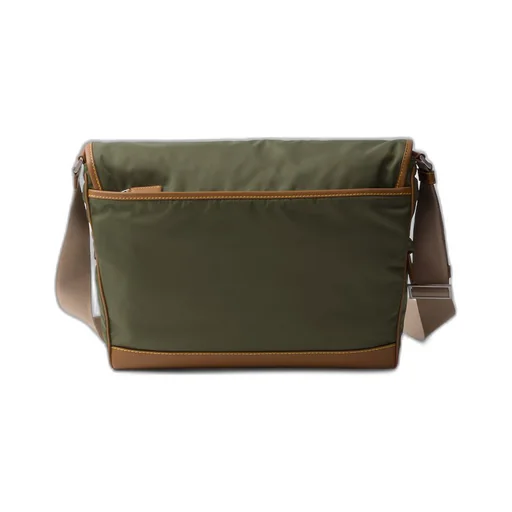 Re-Nylon and leather shoulder bag