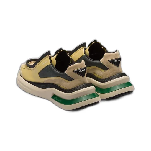 Systeme brushed leather sneakers with bike fabric and suede elements
