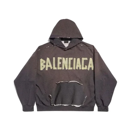Tape Type Ripped Pocket Hoodie Large Fit