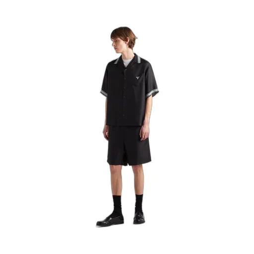 Short-sleeved silk twill shirt