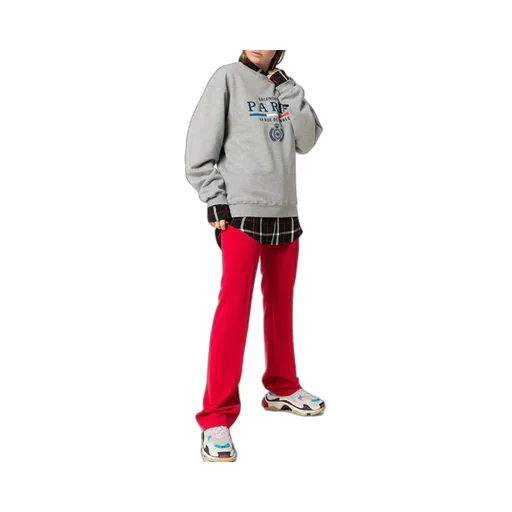 Crown Solid Color Alphabet Logo Pullover Hoodie Gray