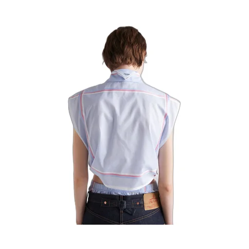 Checked cropped cotton shirt