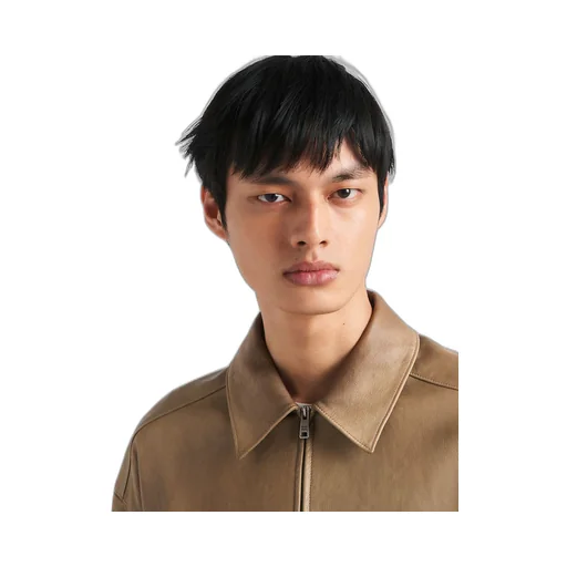 Short-sleeve nappa leather shirt