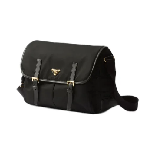 Large Re-Nylon and leather shoulder bag