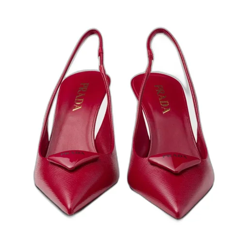 Saffiano patent leather slingback pumps