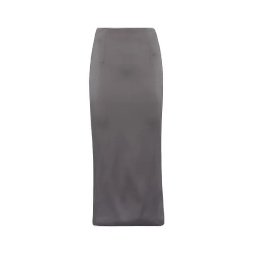 Stretch satin midi-skirt