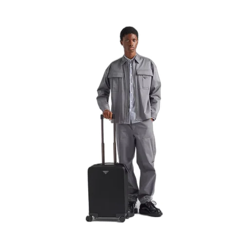 Re-Nylon and Saffiano leather trolley