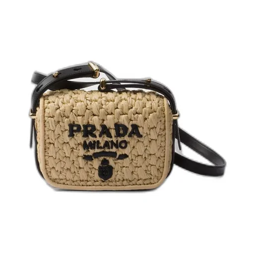 Crochet and leather shoulder bag
