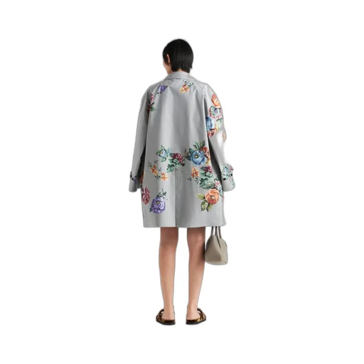 Printed cotton single-breasted coat