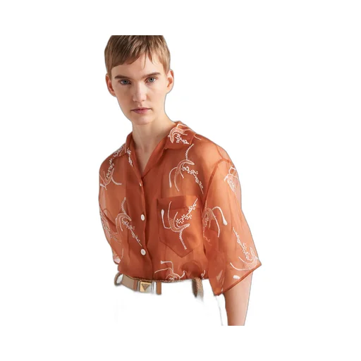 Embroidered organza shirt