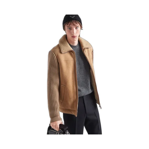 Shearling and knit jacket