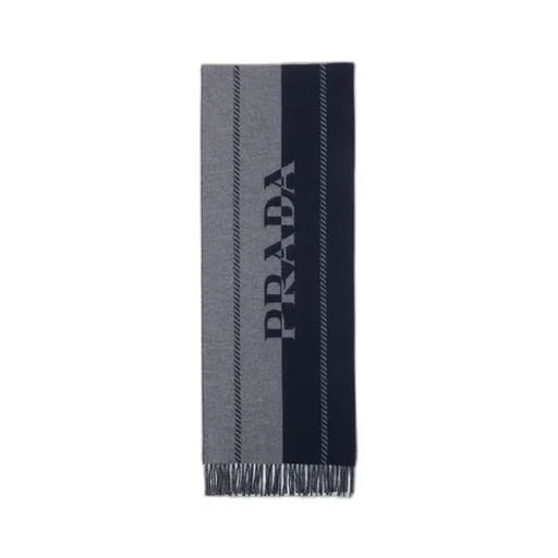 Small wool scarf with jacquard logo