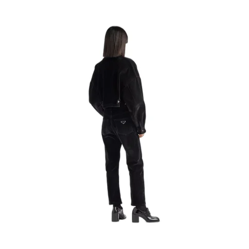 Velvet denim blouson jacket