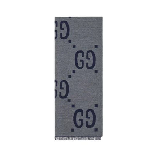 GG jacquard wool silk scarf