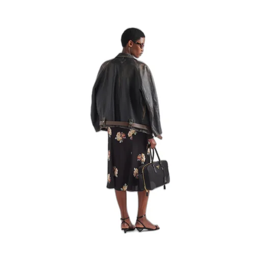Leather blouson jacket