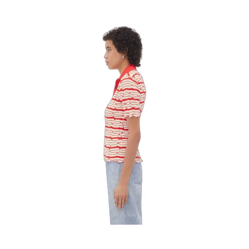 Distorted Stripe Cotton Polo