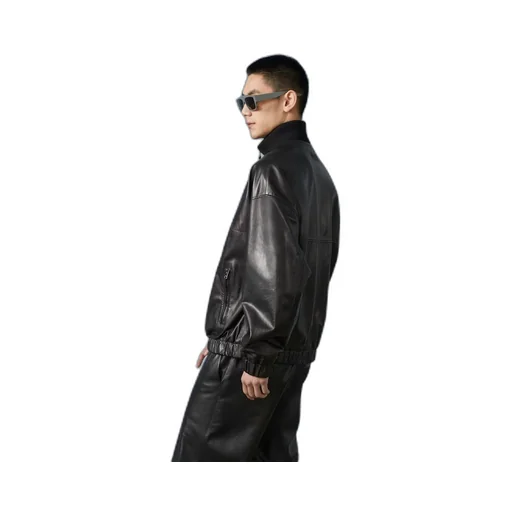 Leather bomber jacket