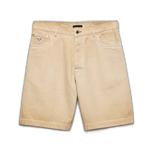 Worn bull-denim Bermudas