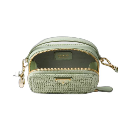 Crochet and leather mini-pouch