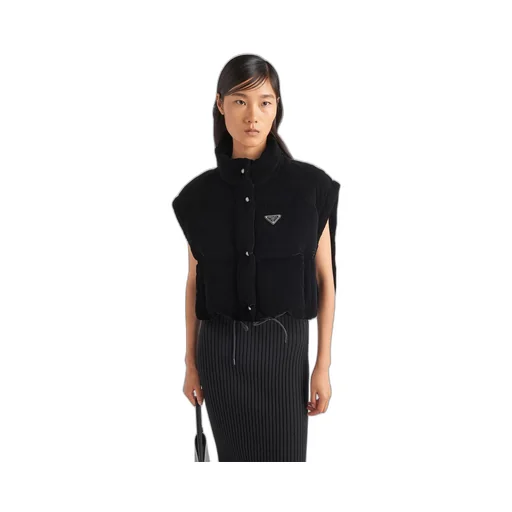 Convertible cropped velvet down jacket