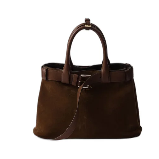 Medium Prada Buckle suede bag with belt