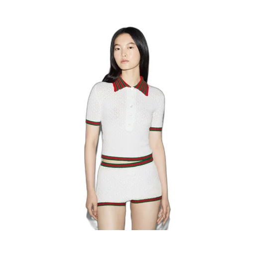 Cotton lace polo T-shirt