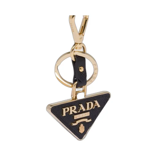 Saffiano Leather and Metal Keychain