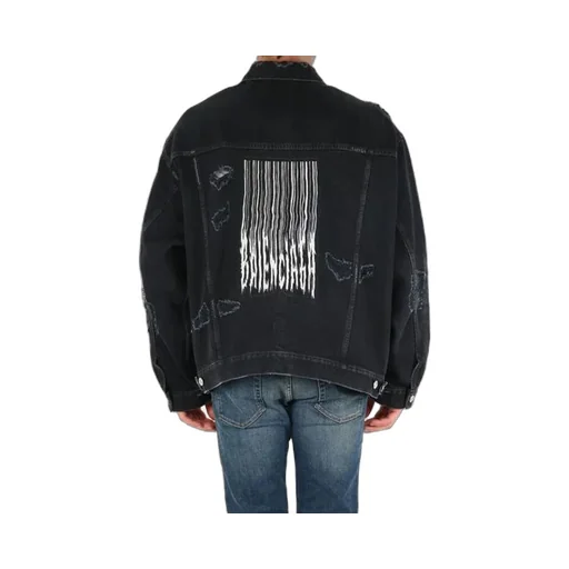 Barcode Destroyed Denim Jacket