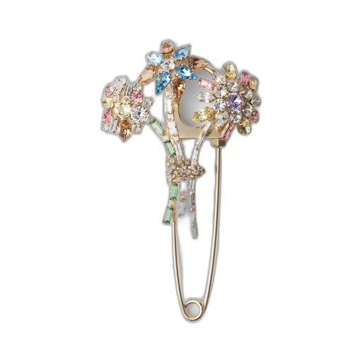 Metal brooch with crystals