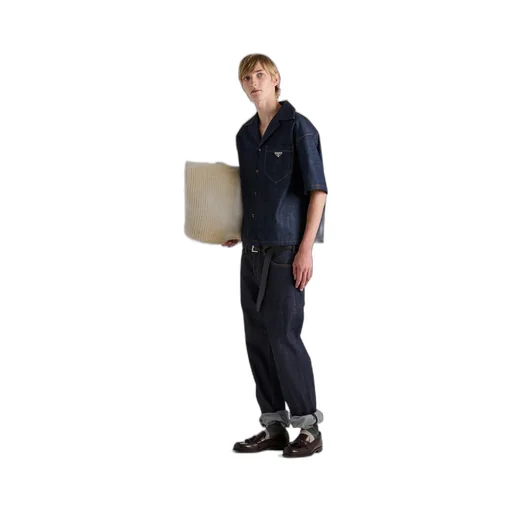 Short-sleeved selvedge denim shirt