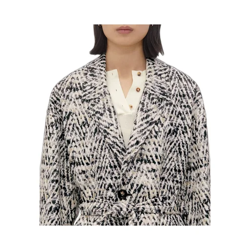 Printed Leather Chevron Coat