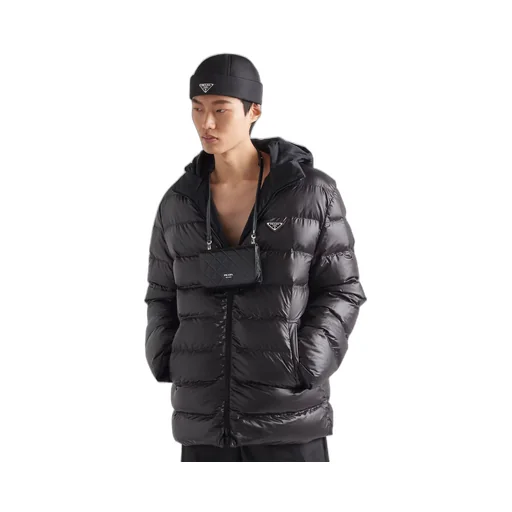 Hooded Re-Nylon down jacket