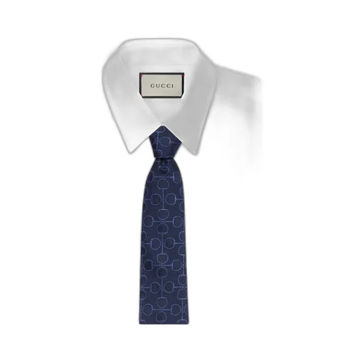 Horsebit silk jacquard tie