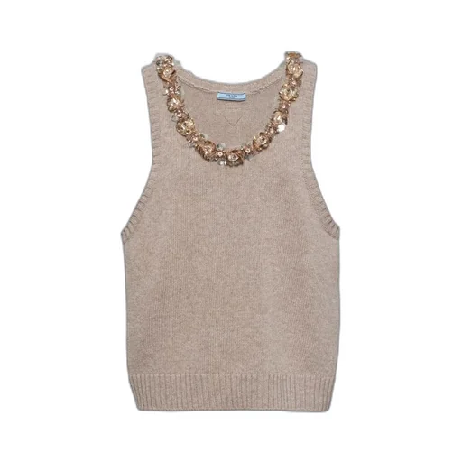 Sleeveless wool and cashmere top