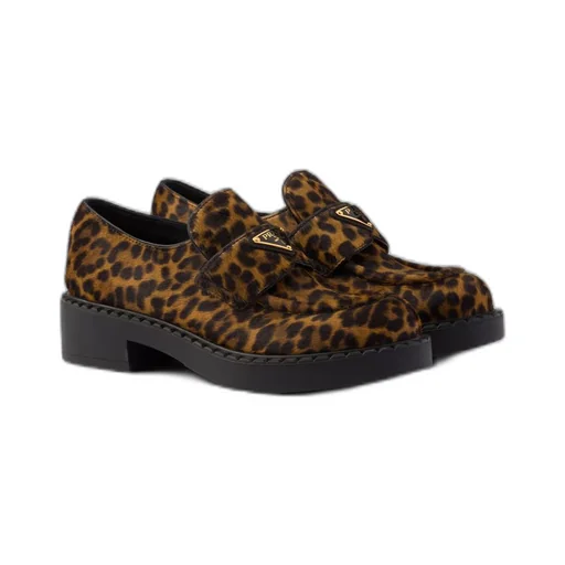 Chocolate printed leather loafers