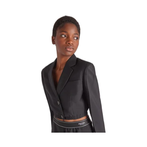 Cropped single-breasted kid mohair jacket