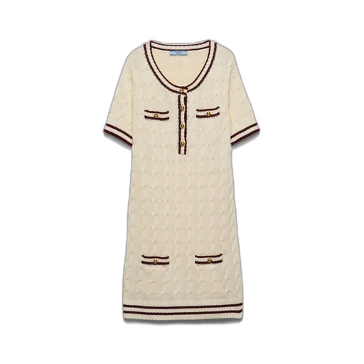 Round neck cotton mini-dress