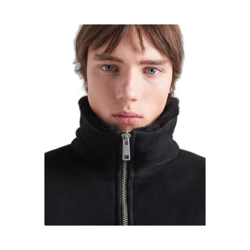 Shearling and knit jacket