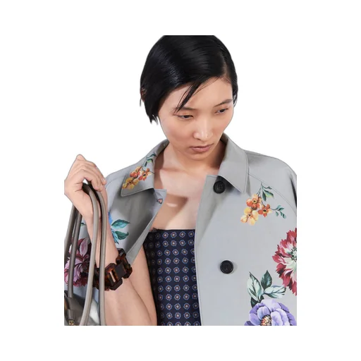Printed cotton single-breasted coat