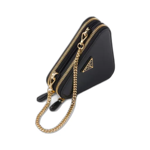 Triangular patent leather mini pouch