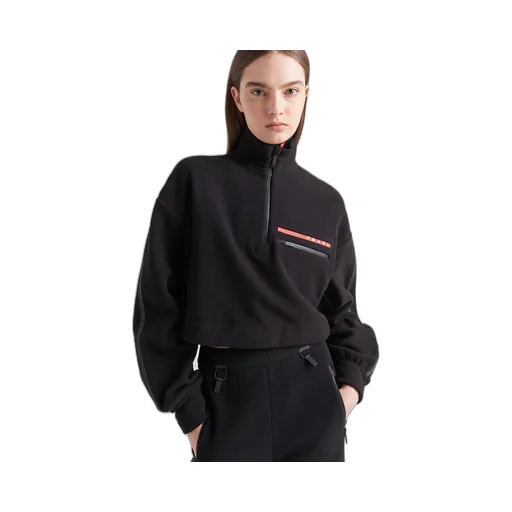 Cropped recycled technical fleece sweatshirt