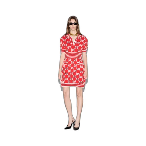 GG cotton jacquard polo dress