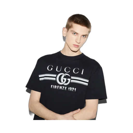 Cotton jersey T-shirt with Gucci print