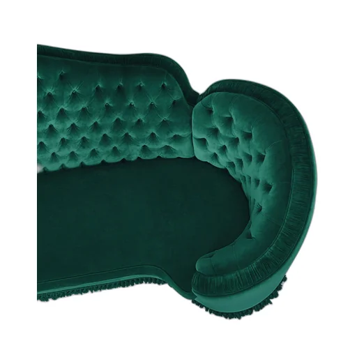 Capitonné camelback sofa